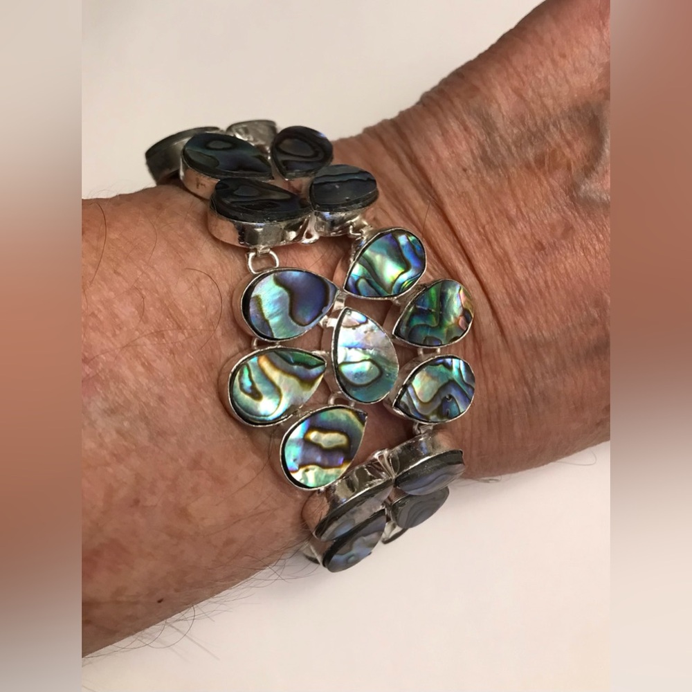 Abalone Stamped 925 Sterling Silver Bracelet